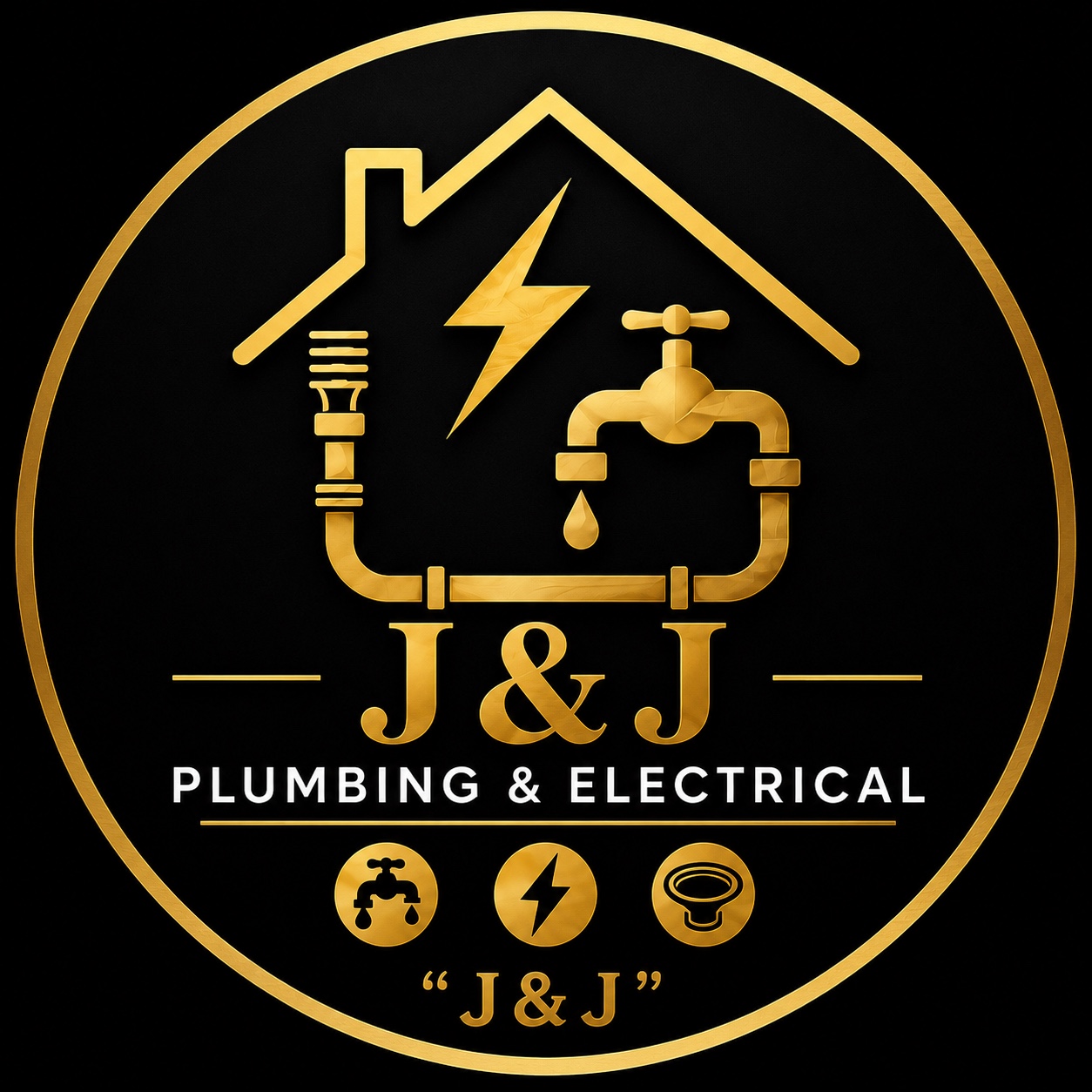 J&J Plumbing and Electrical gold logo
